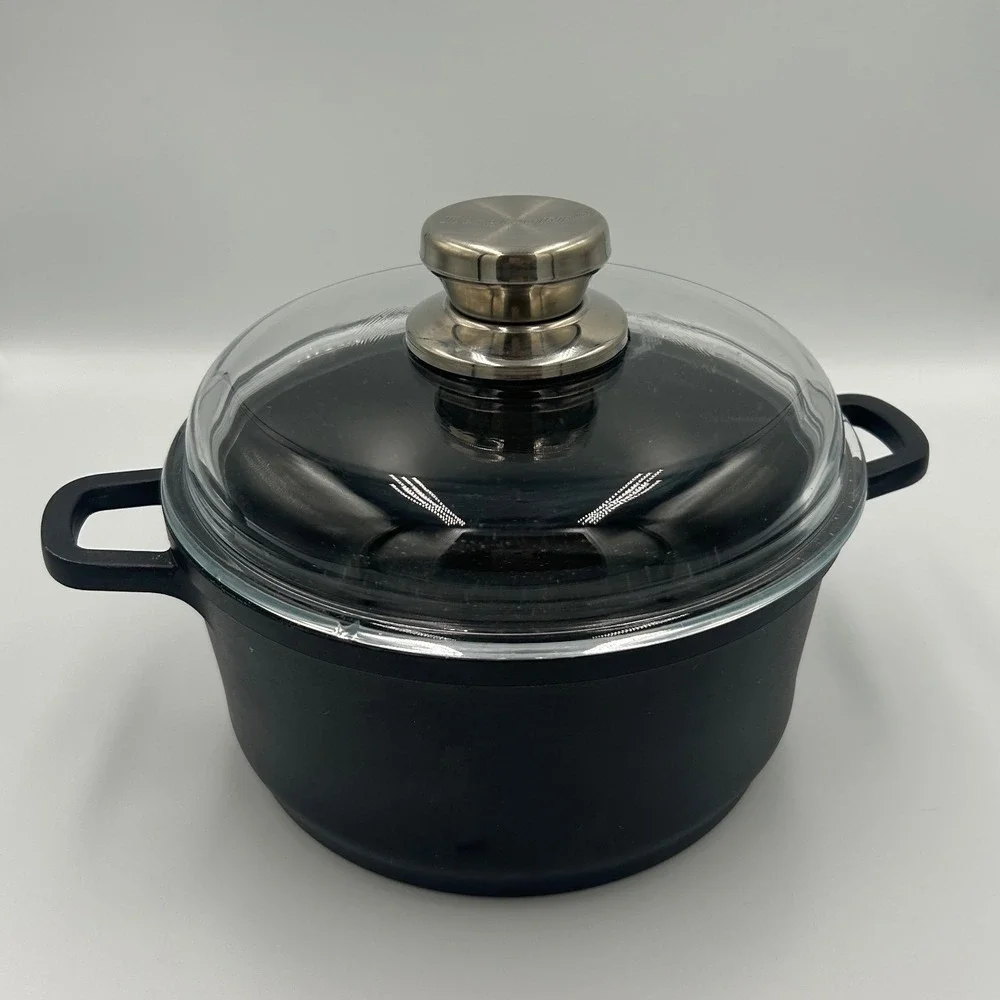 BergHOFF Non-Stick Stockpot‎ with Glass Lid Speckled Black Dutch Oven Casserole